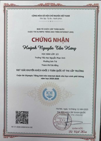 KẾT QUẢ IOE CẤP TRƯỜNG NĂM HỌC 2025-2026 TRƯỜNG TH NGUYỄN PHAN VINH