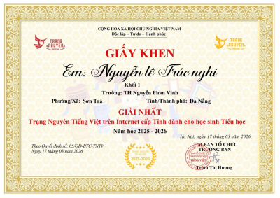 KẾT QUẢ TRẠNG NGUYÊN TIẾNG VIỆT CẤP THÀNH PHỐ